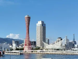 神戸ハーバーランド側から神戸タワーを見た様子