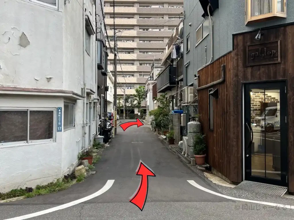 奉還町の理容室ギャロップがある曲がり角